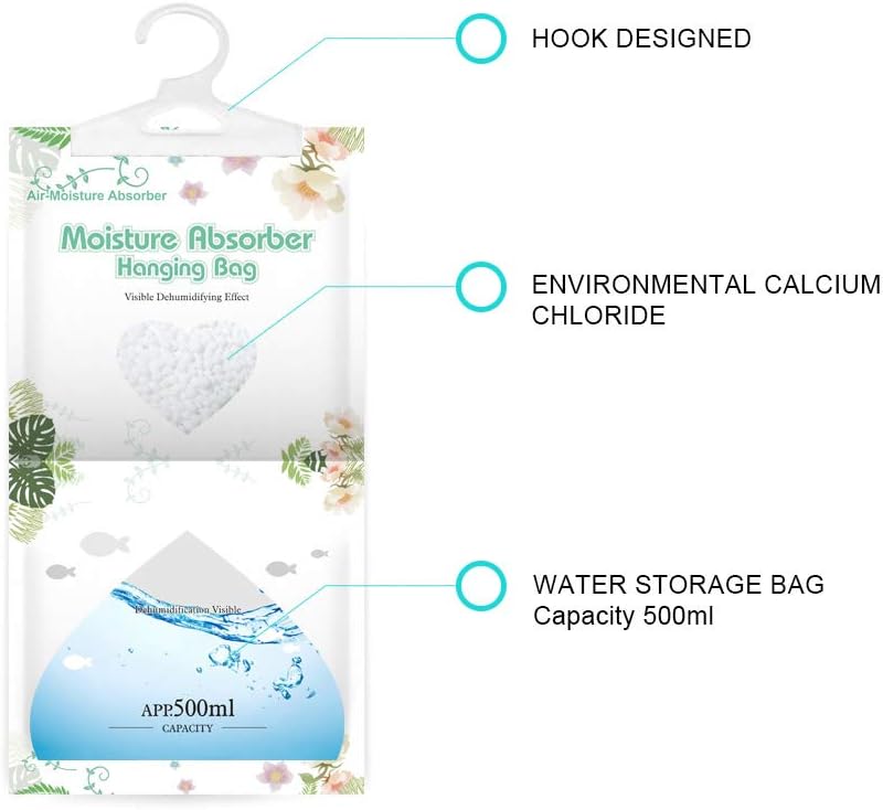 CANAGER Hanging Moisture Absorber-12 Packs, Hanging Dehumidifier Bags for Closet,Bedroom and kitchen,Fragrance Free,Moisture Absorb 12.5OZ - Image 2